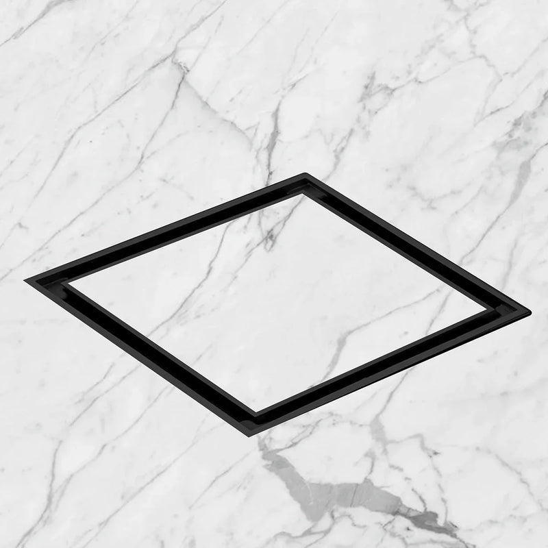 Marble-Insert Shower Drain Channel Black (8 x 8 Inches)