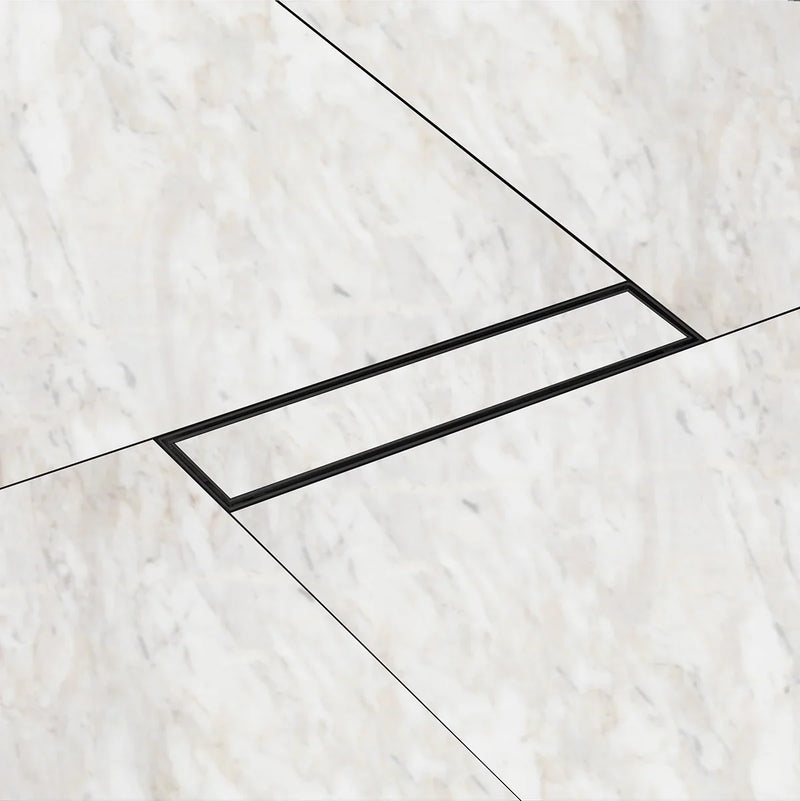 Marble-Insert Shower Drain Channel Black (3 Inches)