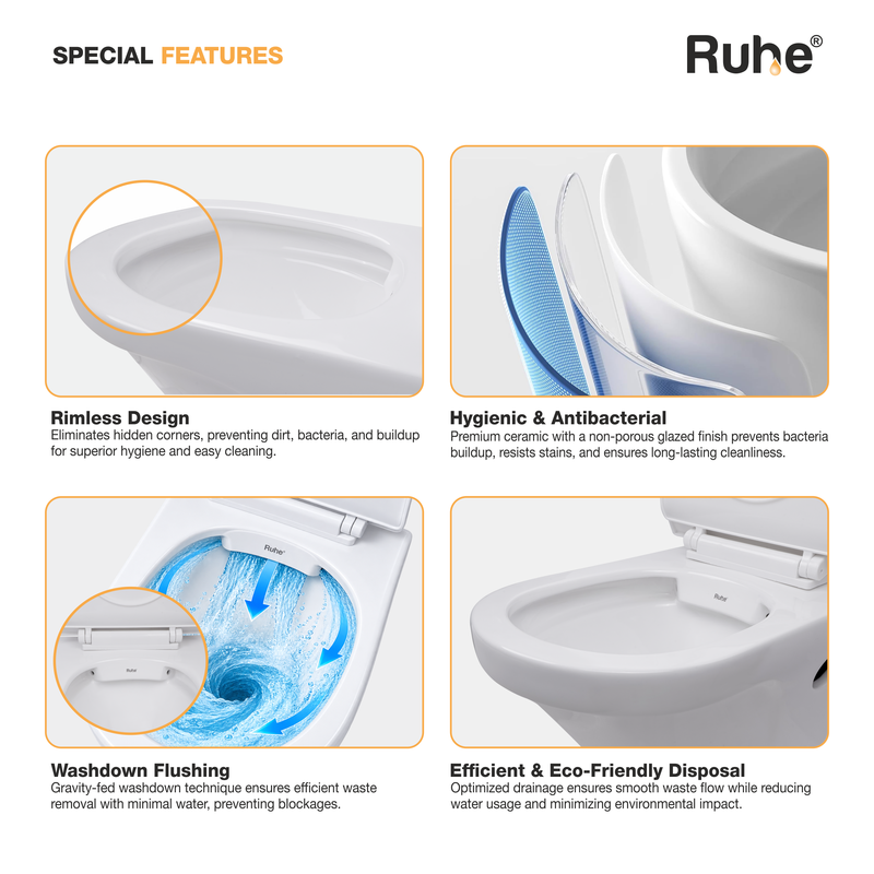 Rossa Wall-Hung Western Commode