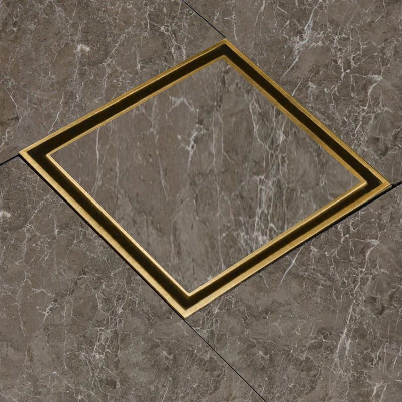 Marble Insert Shower Drain Channel (12 x 12 Inches) YELLOW GOLD PVD Coated - by Ruhe