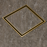 Marble Insert Shower Drain Channel (12 x 12 Inches) YELLOW GOLD PVD Coated installed