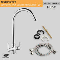 Demure Brass Double Handle Wash Basin Mixer Tap with Swivel Spout