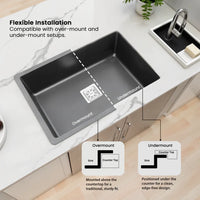 Quartz Single Bowl Kitchen Sink (24 x 18 x 9 Inches)