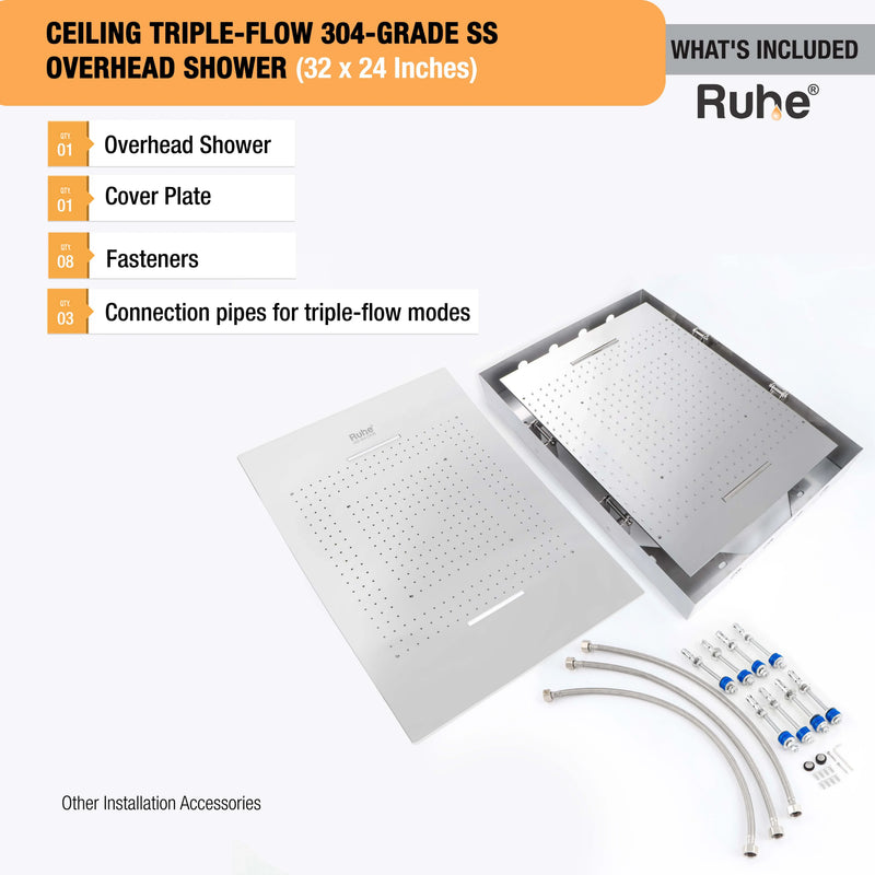 Ceiling Overhead Shower With Triple Flow