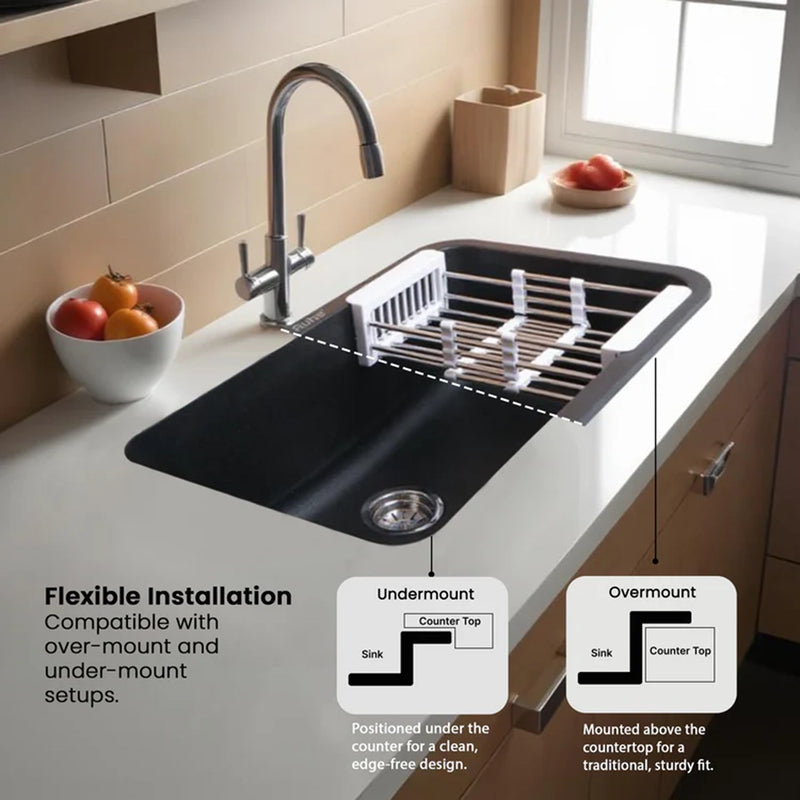 Quartz Single Bowl Matte Black Kitchen Sink (31 x 19 x 9 Inches)
