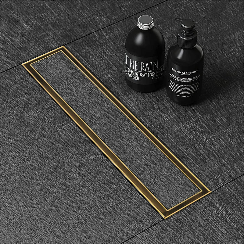 Marble Insert Shower Drain Channel (18 x 5 Inches) YELLOW GOLD PVD Coated - by Ruhe