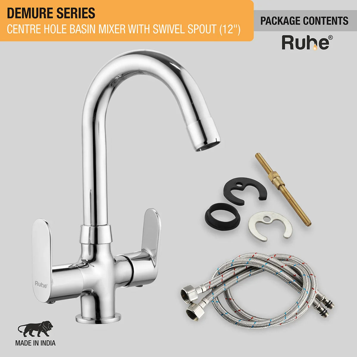 Demure Deck Mount Wash Basin Mixer Tap with Swivel Spout