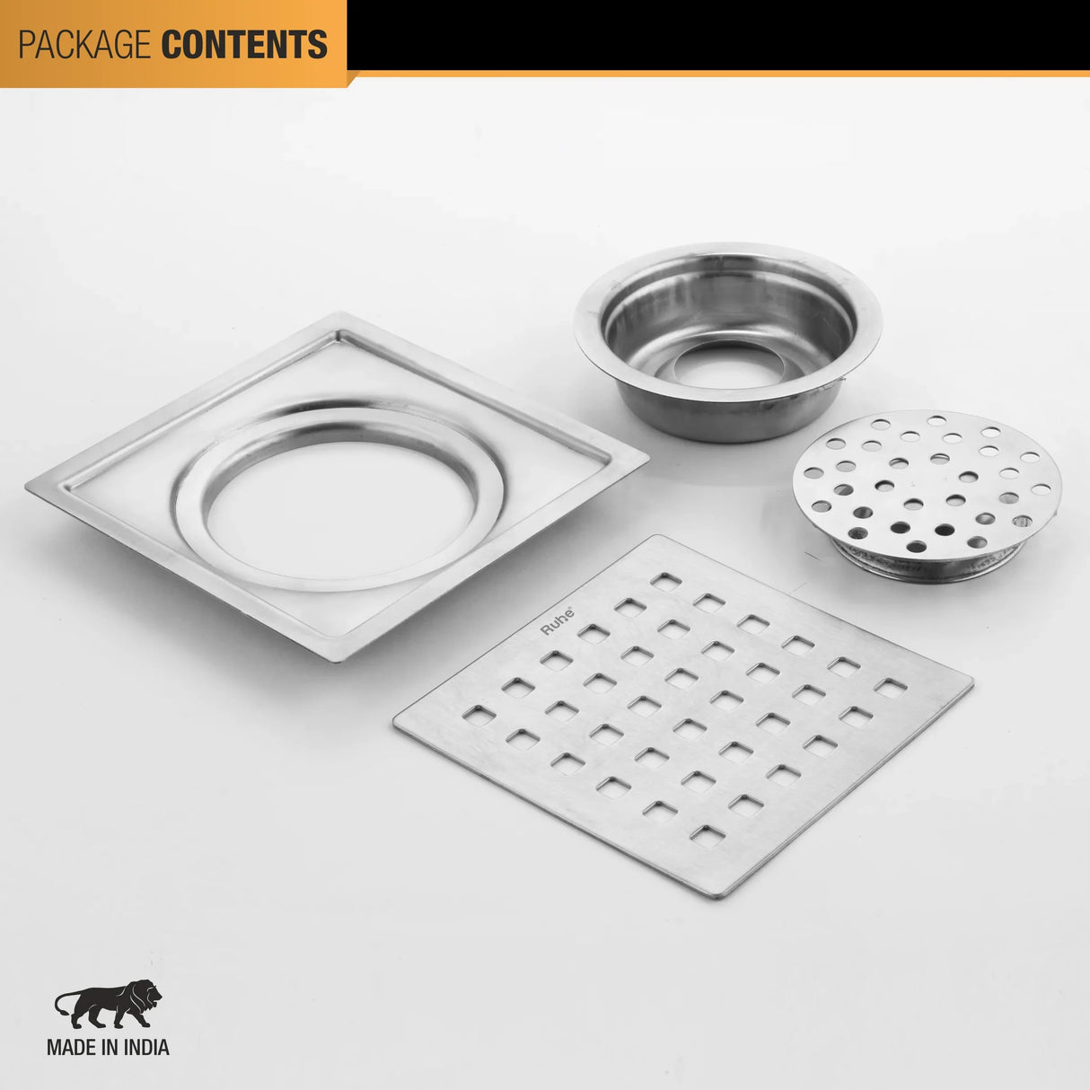 Pearl Square Flat Cut Floor Drain