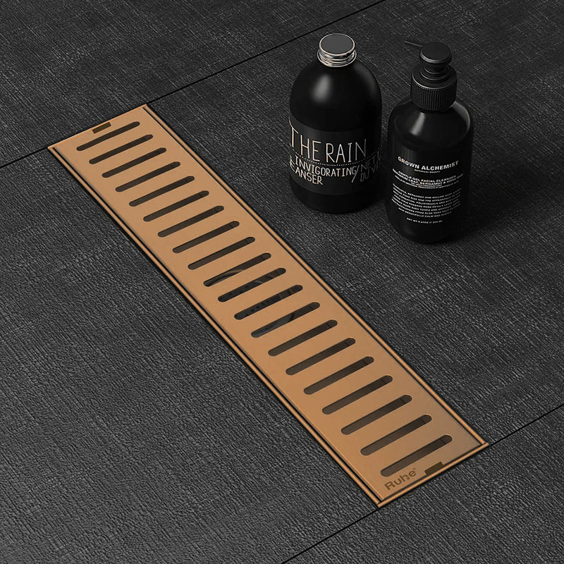 Vertical Shower Drain Channel (24 x 5 Inches) Antique Copper PVD Coated - by Ruhe