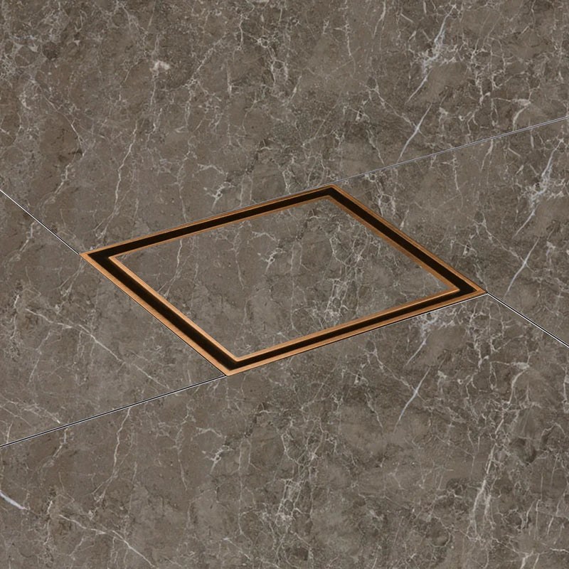 Marble Insert Shower Drain Channel (12 x 12 Inches) Antique Copper PVD Coated - by Ruhe