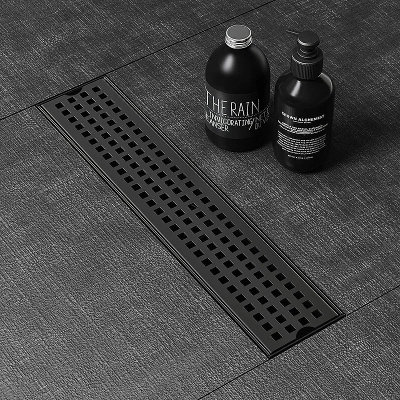 Palo Shower Drain Channel (48 x 5 Inches) Black PVD Coated - by Ruhe