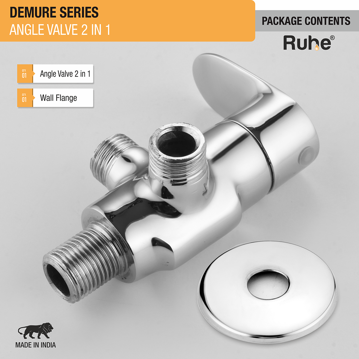 Demure Two Way Angle Valve Brass Faucet- by Ruhe®