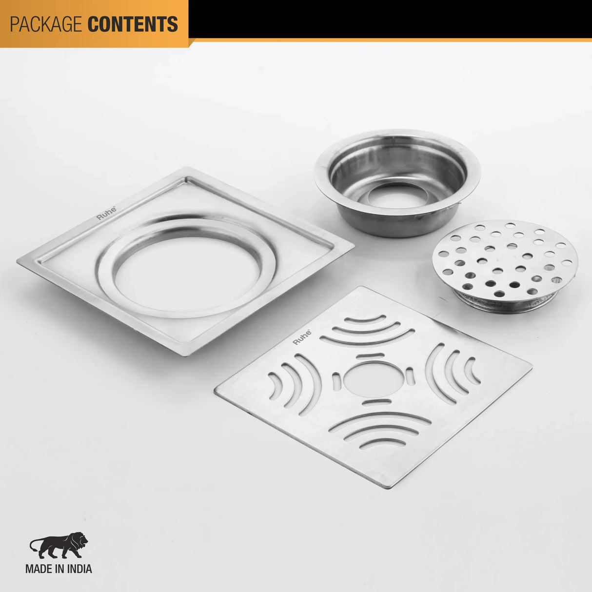 Emerald Square Flat Cut Floor Drain