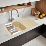 Quartz Single Bowl with Drainboard Kitchen Sink - Sand Choco (39 x 20 x 9 inches) - by Ruhe®