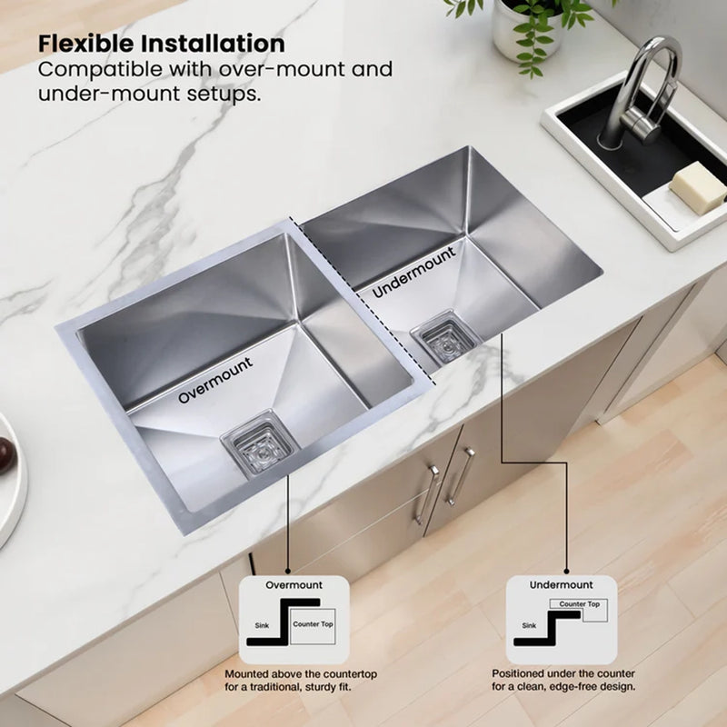 Handmade Double Bowl Kitchen Sink (37 x 18 x 10 Inches)