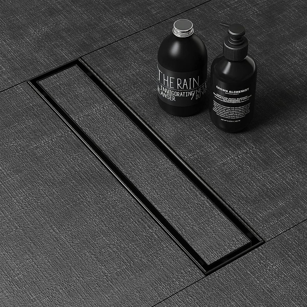 Marble Insert Shower Drain Channel (18 x 3 Inches) Black PVD Coated - by Ruhe®