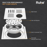 Ruby Square Flat Cut Floor Drain