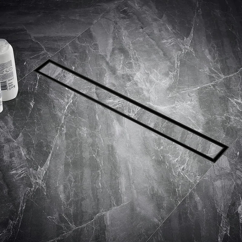 Marble Insert Shower Drain Channel (48 x 4 Inches) Black PVD Coated - by Ruhe