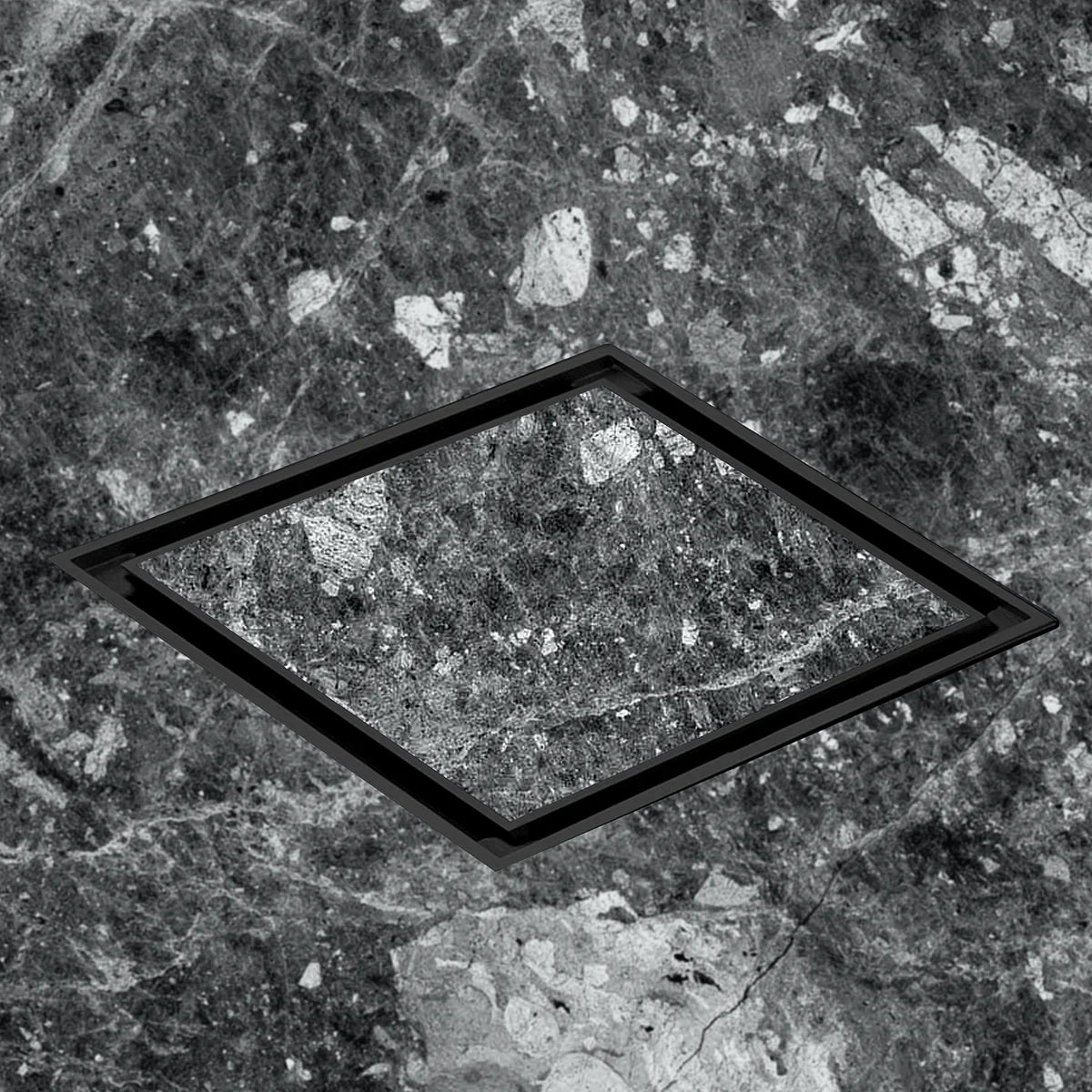 Marble-Insert Shower Drain Channel (4 x 4 Inches)