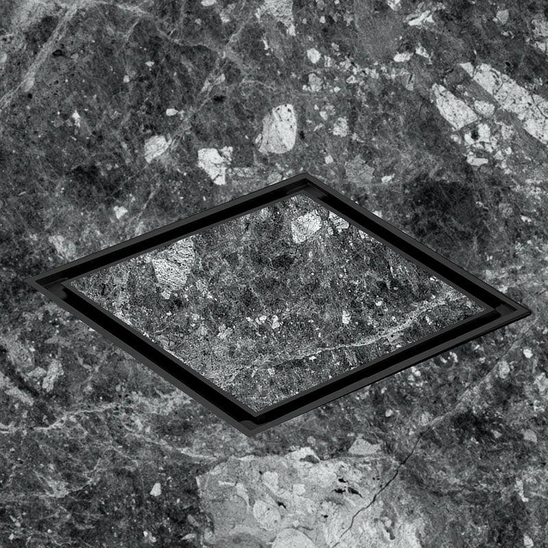 Marble-Insert Shower Drain Channel Black (4 x 4 Inches)