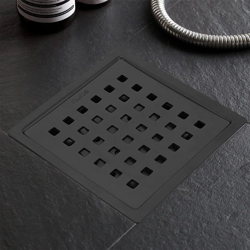 Pearl Square 304-Grade Floor Drain in Black PVD Coating (6 x 6 Inches) - by Ruhe