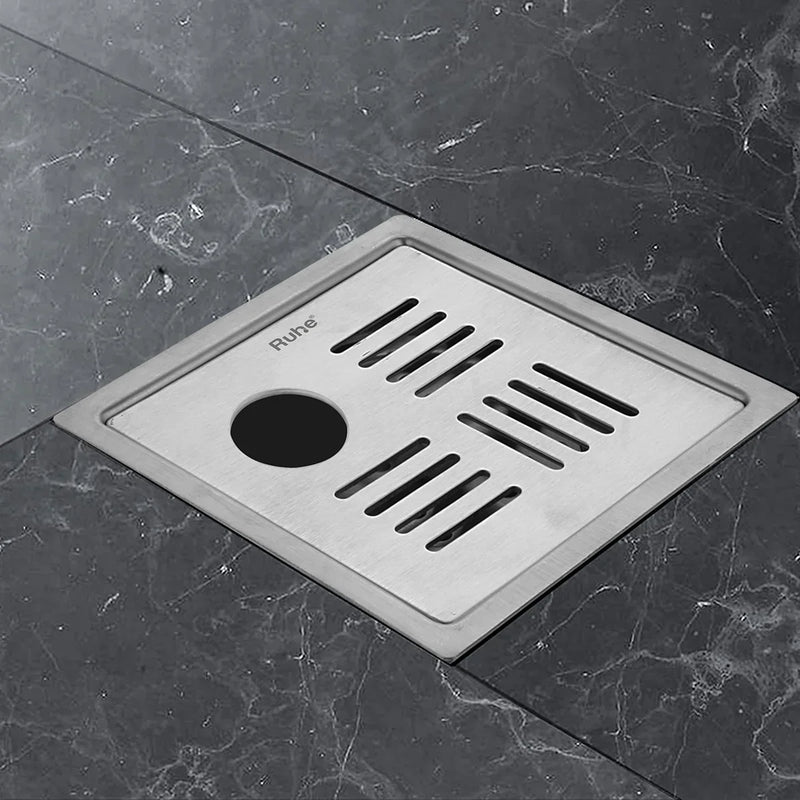 Ruby Square 304 Grade Floor Drain with Hole (5 x 5 Inches) - by Ruhe