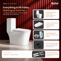 Fabia One-Piece Rimless Siphonic Western Commode with 200 mm S-Trap