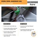 Handmade Double Bowl 304-Grade (42 x 20 x 10 Inches) Kitchen Sink - by Ruhe®