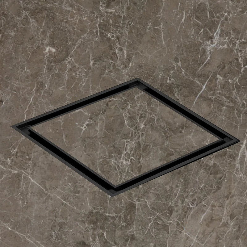 Marble Insert Shower Drain Channel (12 x 12 Inches) Black PVD Coated - by Ruhe