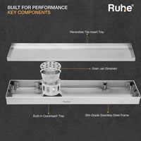 Tile-Insert 304-Grade Shower Drain Channel (4 Inches)