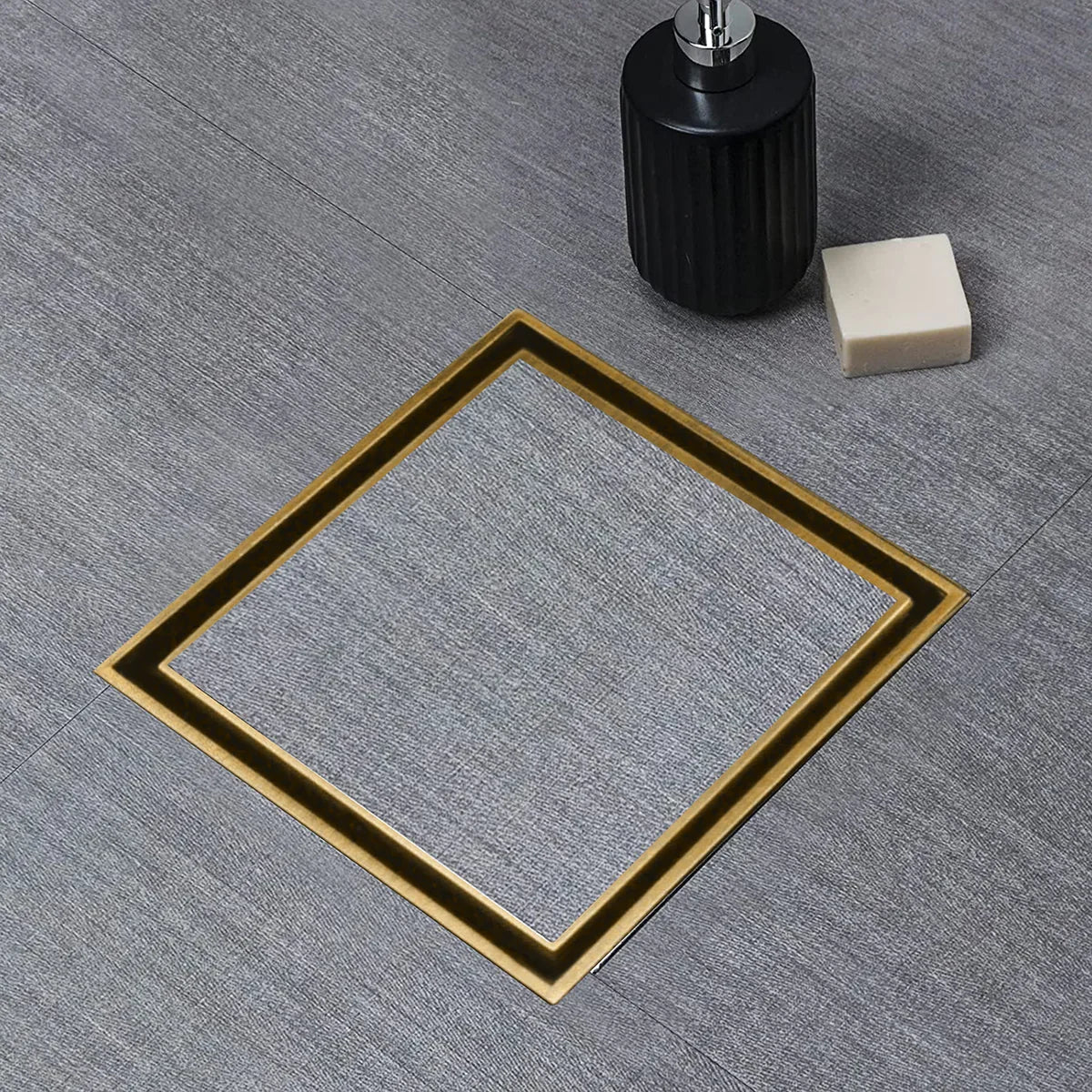 Marble-Insert Shower Drain Channel (4 x 4 Inches)