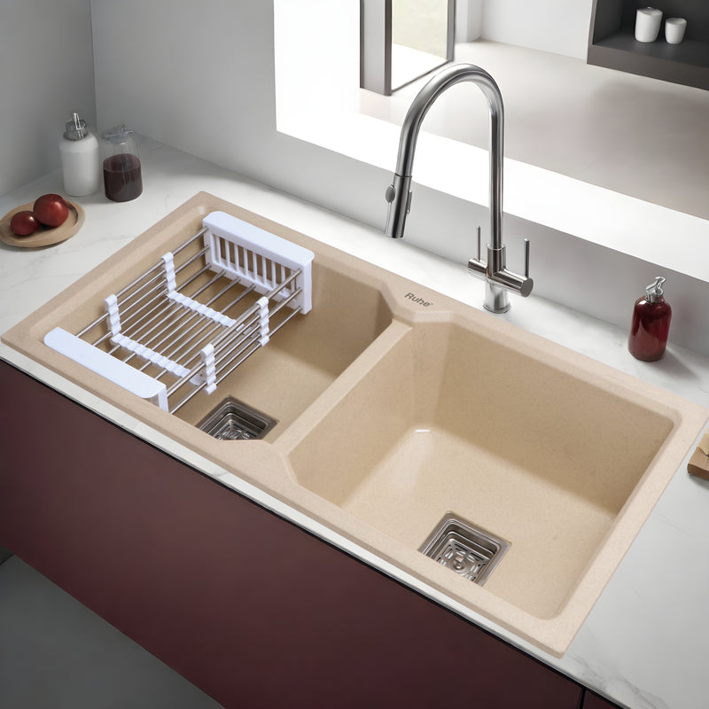 Quartz Double Bowl Kitchen Sink Coloured (45 x 20 x 9 inches)