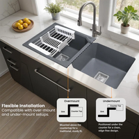 Quartz Double Bowl Kitchen Sink (37 x 18 x 9 Inches)