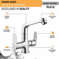 Demure Brass Double Handle Wash Basin Mixer Tap with Swivel Spout