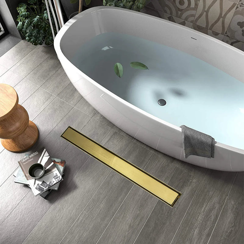 Marble Insert Shower Drain Channel (40 x 5 Inches) YELLOW GOLD PVD Coated - by Ruhe