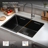 Handmade Single Bowl Kitchen Sink Black (24 x 18 x 10 Inches), Suitable for undermount and overmount