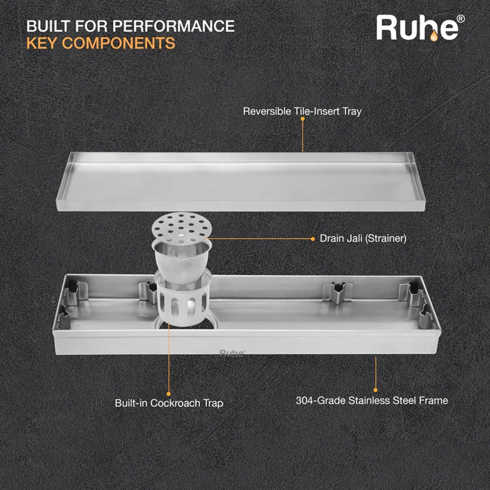 Tile-Insert Shower Drain Channel (4 Inches)