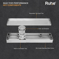 Tile-Insert 304-Grade Shower Drain Channel (4 Inches)