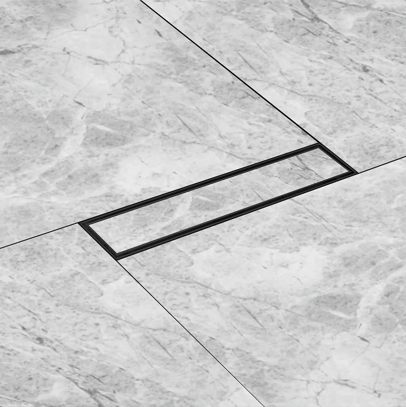 Marble-Insert Shower Drain Channel Black (3 Inches)
