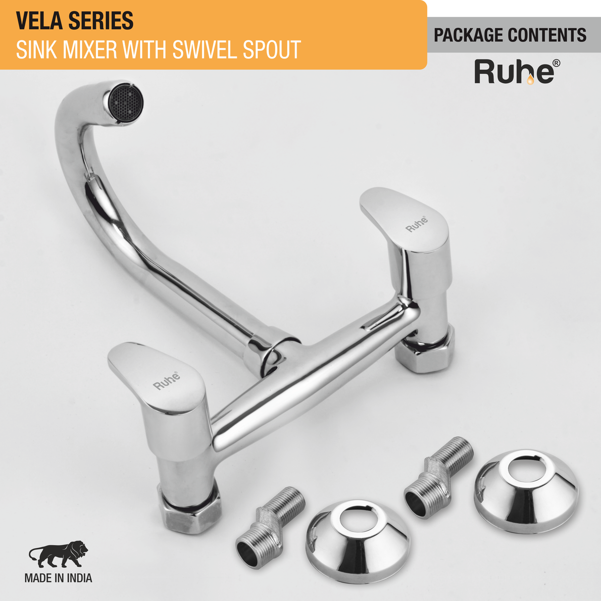 Vela Wall-Mount Kitchen Sink Mixer Tap with 15" Swivel Spout