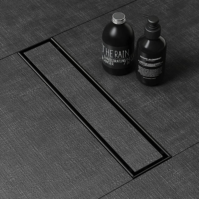 Tile Insert Shower Drain Channel (18 x 3 Inches) Black PVD Coated - by Ruhe