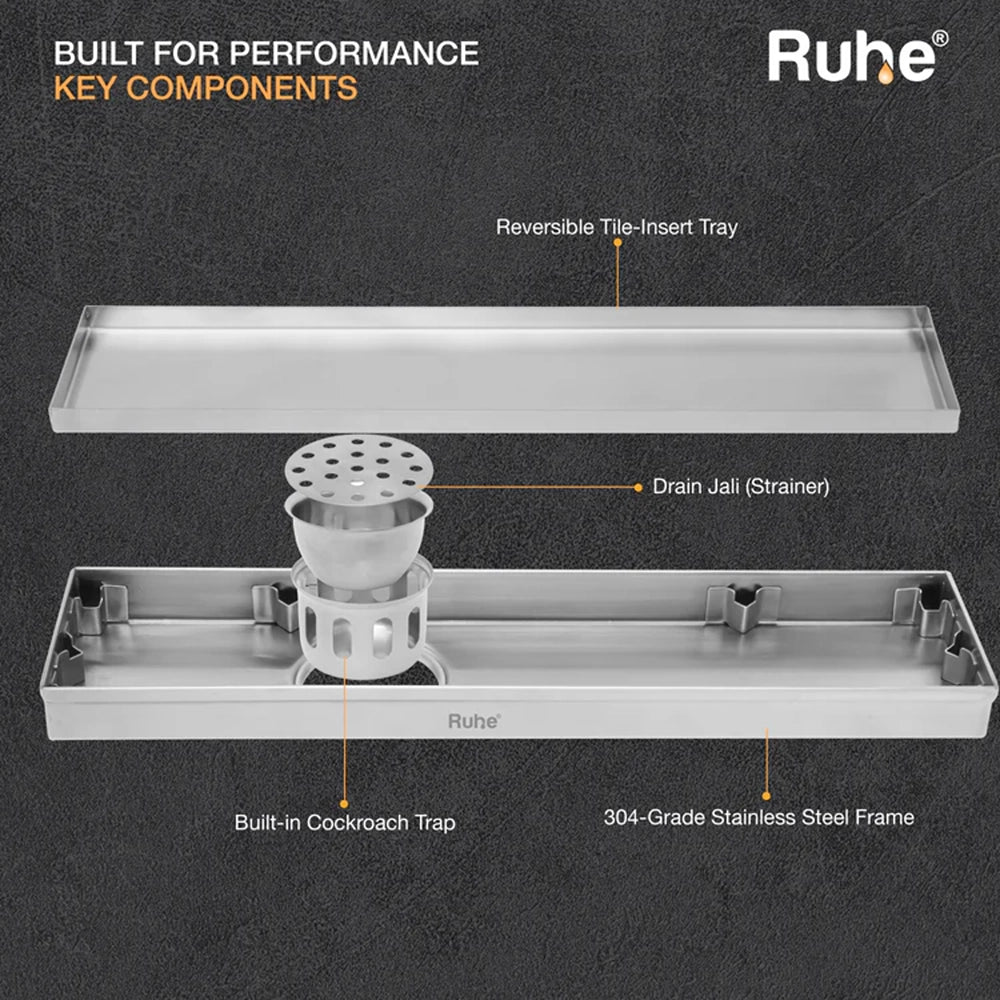 Tile-Insert Shower Drain Channel (4 Inches)