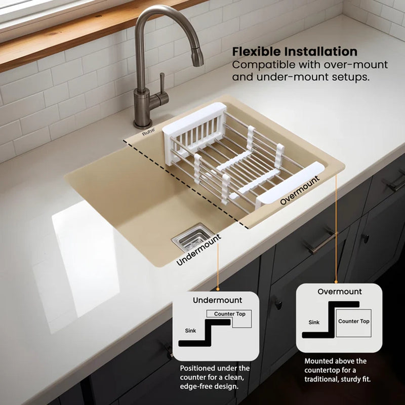 Quartz Single Bowl Kitchen Sink Sand Choco (24 x 18 x 9 Inches)