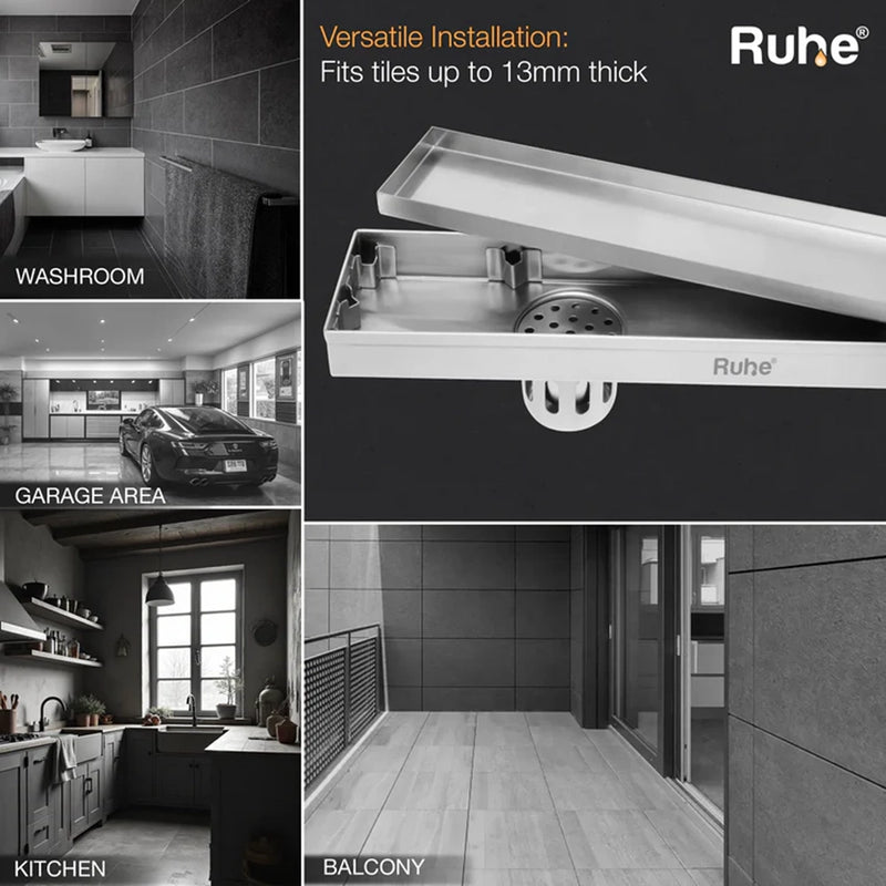Tile-Insert Shower Drain Channel (4 Inches)