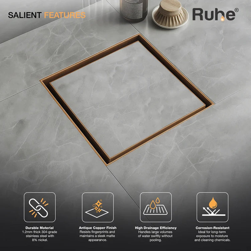 Tile-Insert Shower Drain Channel (5 x 5 Inches)