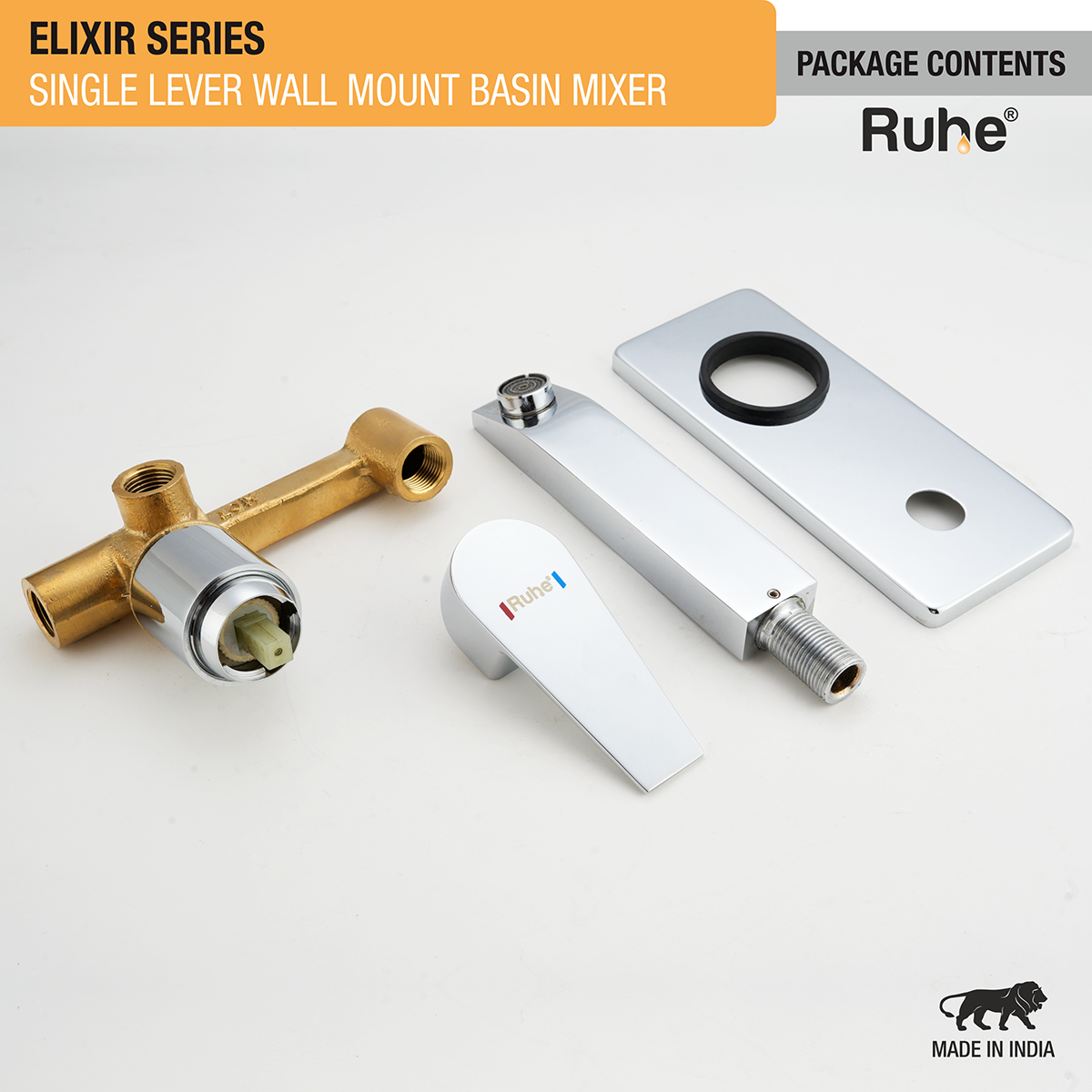 Elixir Single Lever Wall Mixer Faucet Package Contents