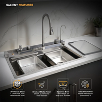 Piano 304-Grade Smart Kitchen Sink with Waterfall (30 x 18 x 9 Inches)