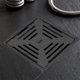 Opal Square Flat Cut Floor Drain in Black PVD Coating (6 x 6 Inches) - by Ruhe