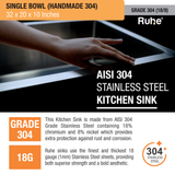 Handmade Single Bowl 304-Grade (32 x 20 x 10 Inches) Kitchen Sink - by Ruhe