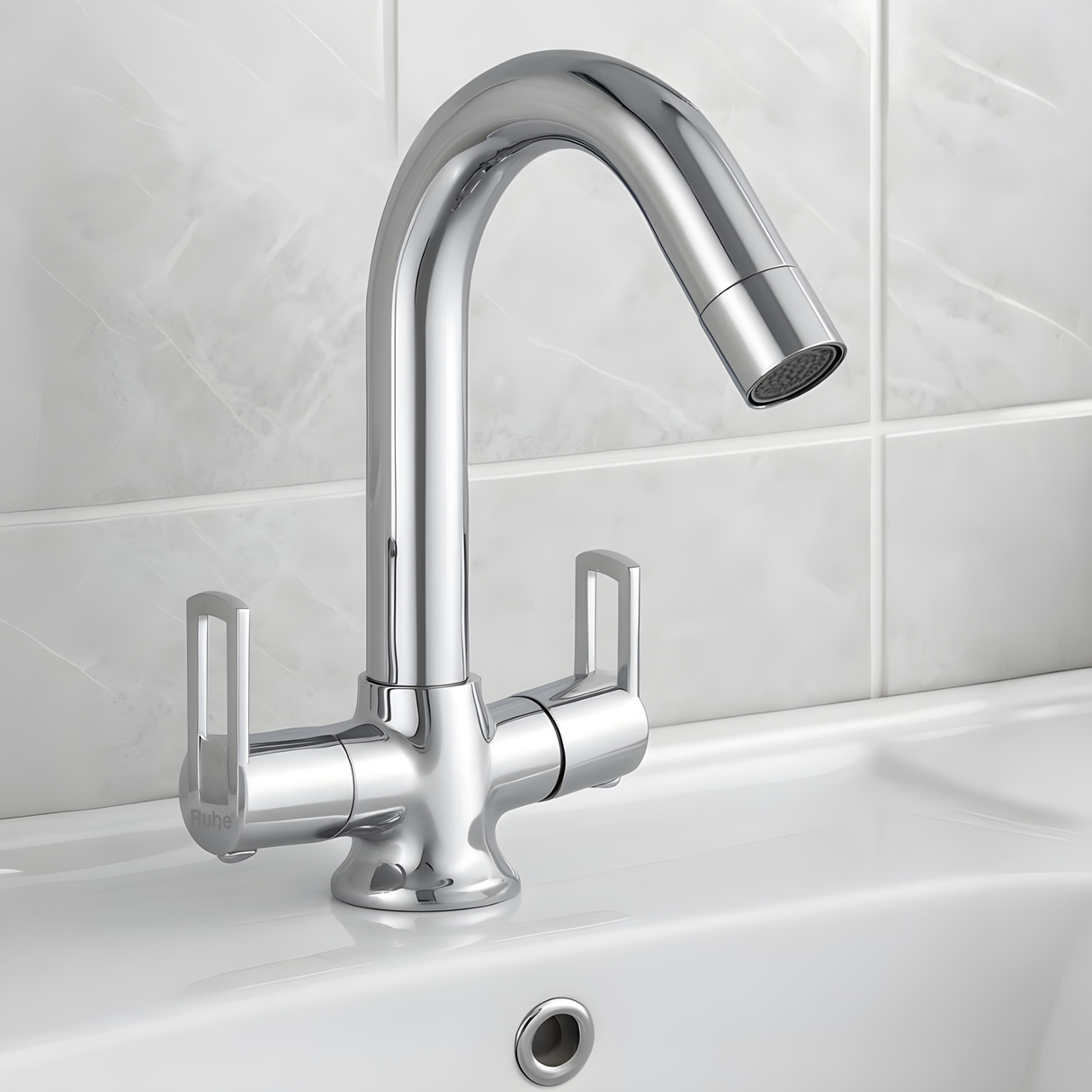 Kubix Deck-mount Wash Basin Mixer Tap with Small Swivel Spout (12") - by Ruhe